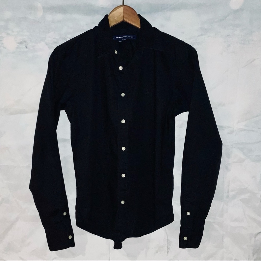 RL Black Collared Blouse